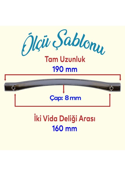Mobilya Mutfak Dolabı Çekmece Dolap Kapak Kulpu Kulbu Krom Metal Kulp 160 mm