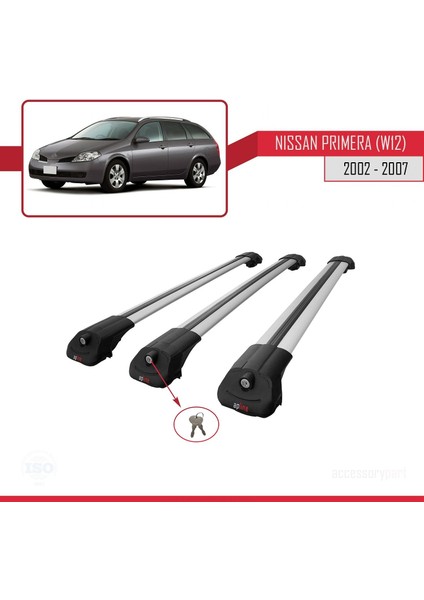 Nissan Primera (W12) 2002-2007 Arası ile Uyumlu Ace-1 Ara Atkı Tavan Barı Gri 3 Adet Bar fırsatları