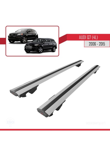 Audi Q7 2006-2015 Arası ile Uyumlu Hook Model Anahtar Kilitli Ara Atkı Tavan Barı Gri fırsatları