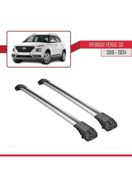 Hyundai Venue (Qx) 2019 ve Sonrası ile Uyumlu Ace-1 Ara Atkı Tavan Barı Gri modelleri