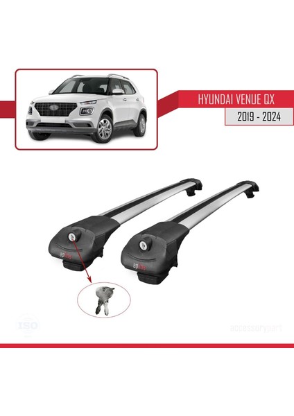 Hyundai Venue (Qx) 2019 ve Sonrası ile Uyumlu Ace-1 Ara Atkı Tavan Barı Gri fırsatları