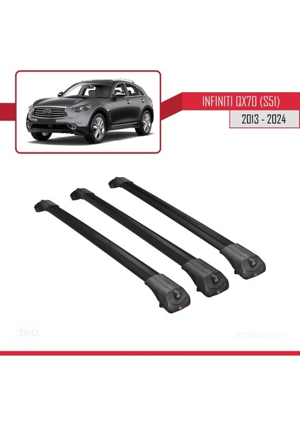 Infiniti QX70 S51 2013 ve Sonrası ile Uyumlu Ace-1 Ara Atkı Tavan Barı Siyah 3 Adet Bar modelleri
