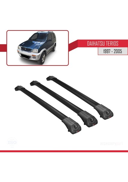 Daihatsu Terios 1997-2005 Arası ile Uyumlu Ace-1 Ara Atkı Tavan Barı Siyah 3 Adet Bar modelleri
