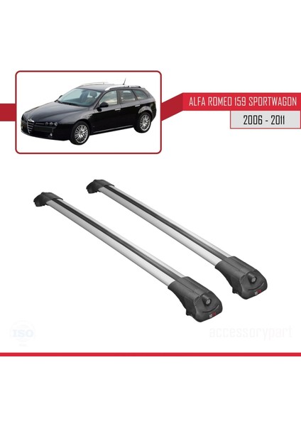 Alfa Romeo 159 Sportwagon 2006-2011 Arası ile Uyumlu Ace-1 Ara Atkı Tavan Barı Gri modelleri