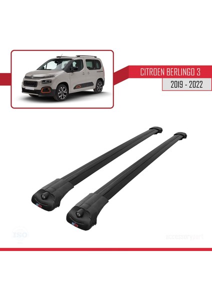 Citroen Berlingo 2019-2022 Arası ile Uyumlu Ace-1 Ara Atkı Tavan Barı Siyah modelleri