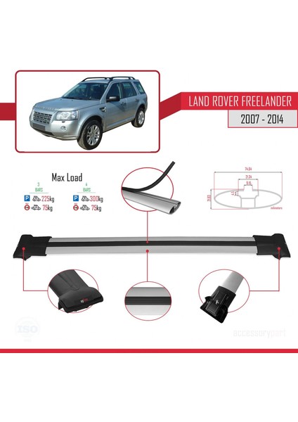 Land Rover Freelander 2007-2014 Arası ile Uyumlu Fly Model Ara Atkı Tavan Barı Gri 3 Adet Bar fırsatları
