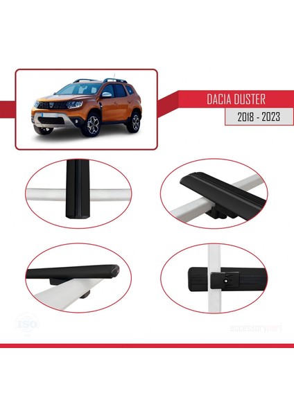 Dacia Duster 2018-2023 Arası ile Uyumlu Basic Model Ara Atkı Tavan Barı Siyah 3 Adet fırsatları