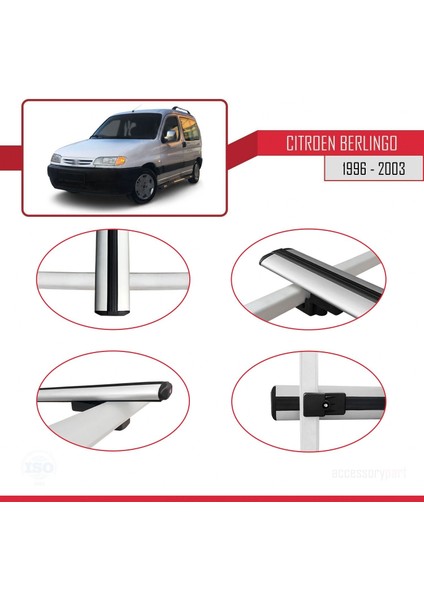 Citroen Berlingo 1996-2003 Arası ile Uyumlu Basic Model Ara Atkı Tavan Barı Gri 3 Adet fırsatları