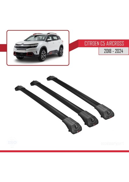 Citroen C5 Aircross 2018 ve Sonrası ile Uyumlu Ace-1 Ara Atkı Tavan Barı Siyah 3 Adet Bar fırsatları