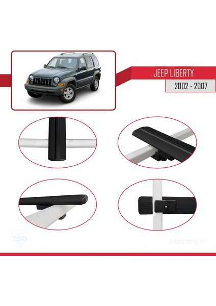 Jeep Liberty 2002-2007 Arası ile Uyumlu Basic Model Ara Atkı Tavan Barı Siyah 3 Adet fırsatları