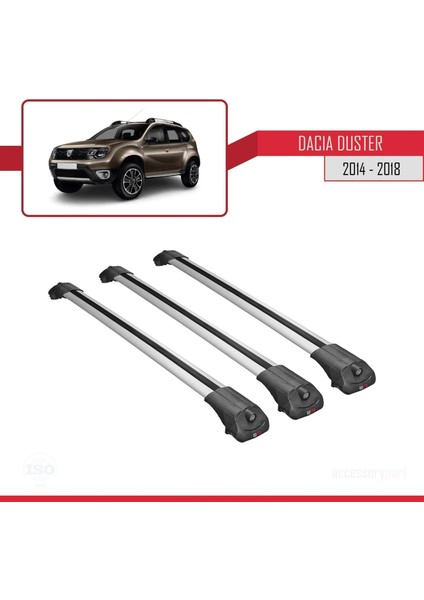 Dacia Duster 2014-2018 Arası ile Uyumlu Ace-1 Ara Atkı Tavan Barı Gri 3 Adet Bar modelleri