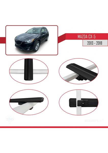 Mazda Cx-5 2013-2018 Arası ile Uyumlu Basic Model Ara Atkı Tavan Barı Siyah 3 Adet fırsatları