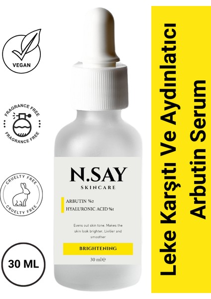 Leke Karşıtı Arbutin Cilt Bakım Serumu Arbutin %2 Hyaluronic Acid 30 ml