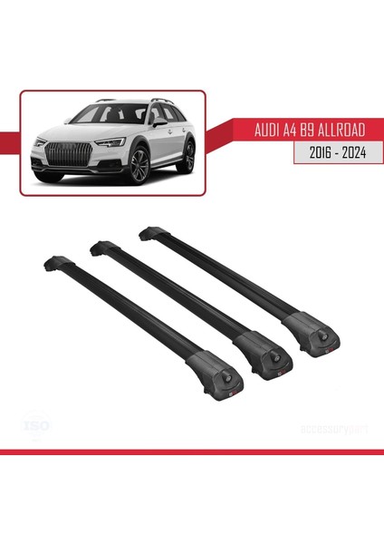 Audi A4 (B9) Allroad 2016 ve Sonrası ile Uyumlu Ace-1 Ara Atkı Tavan Barı Siyah 3 Adet Bar modelleri