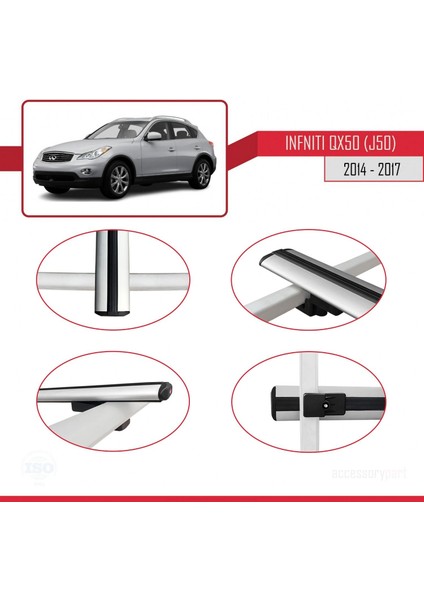 Infiniti QX50 (J50) 2014-2017 Arası ile Uyumlu Basic Model Ara Atkı Tavan Barı Gri 3 Adet fırsatları