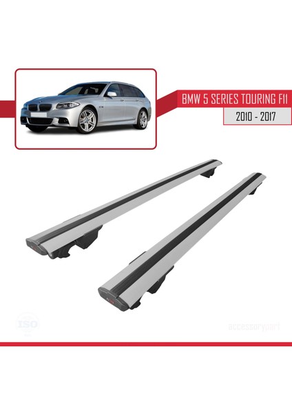 Bmw 5 Series Touring (F11) 2010-2017 Arası ile Uyumlu Hook Model Anahtar Kilitli Ara Atkı Tavan Barı Gri fırsatları