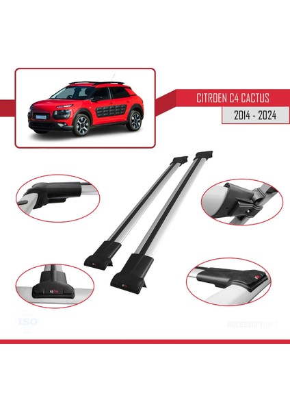 Citroen C4 Cactus 2014 ve Sonrası ile Uyumlu Fly Model Ara Atkı Tavan Barı Gri fırsatları