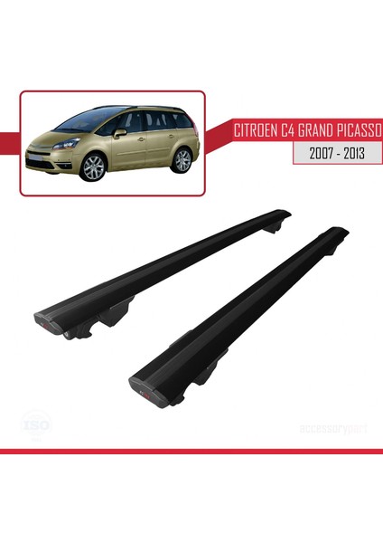 Citroen C4 Grand Picasso 2007-2013 Arası ile Uyumlu Hook Model Anahtar Kilitli Ara Atkı Tavan Barı Siyah fırsatları