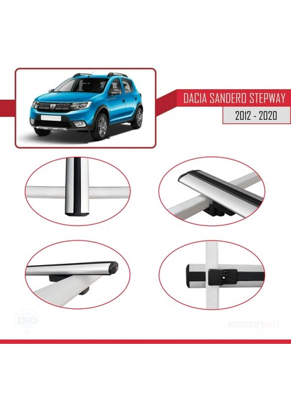 Dacia Sandero Stepway 2012-2020 Arası ile Uyumlu Basic Model Ara Atkı Tavan Barı Gri 3 Adet fırsatları
