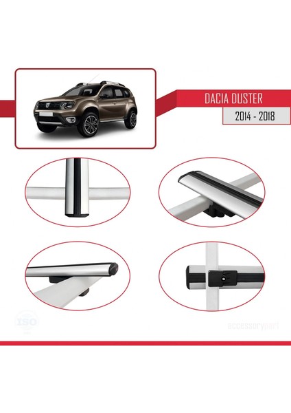 Dacia Duster 2014-2018 Arası ile Uyumlu Basic Model Ara Atkı Tavan Barı Gri 3 Adet fırsatları
