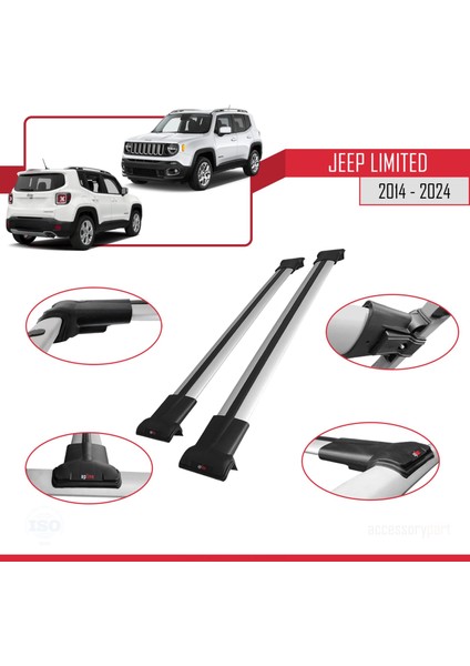 Jeep Limited 2014 ve Sonrası ile Uyumlu Fly Model Ara Atkı Tavan Barı Gri fırsatları