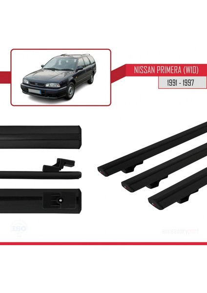 Nissan Primera (W10) 1991-1997 Arası ile Uyumlu Basic Model Ara Atkı Tavan Barı Siyah 3 Adet modelleri