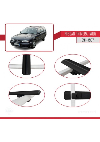 Nissan Primera (W10) 1991-1997 Arası ile Uyumlu Basic Model Ara Atkı Tavan Barı Siyah 3 Adet fırsatları