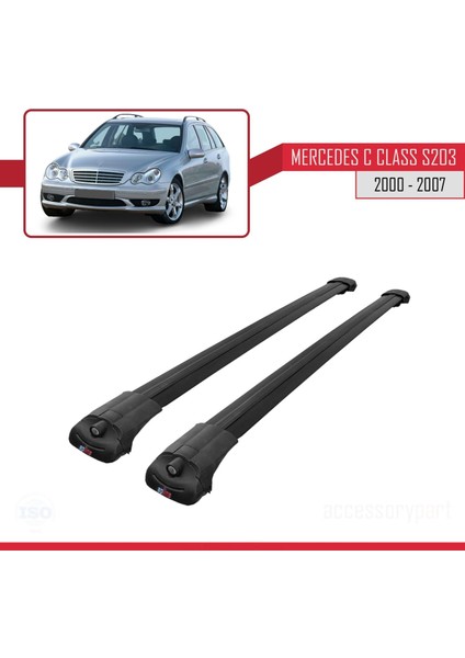 Mercedes C Class (S203) 2000-2007 Arası ile Uyumlu Ace-1 Ara Atkı Tavan Barı Siyah modelleri