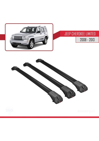 Jeep Cherokee (Kk) 2008-2013 Arası ile Uyumlu Ace-1 Ara Atkı Tavan Barı Siyah 3 Adet Bar modelleri