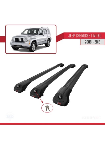 Jeep Cherokee (Kk) 2008-2013 Arası ile Uyumlu Ace-1 Ara Atkı Tavan Barı Siyah 3 Adet Bar fırsatları