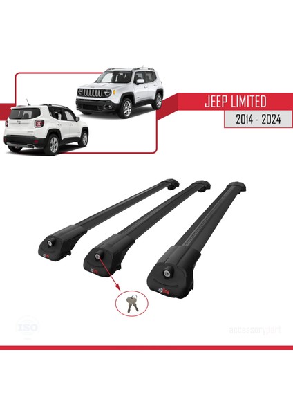 Jeep Limited 2014 ve Sonrası ile Uyumlu Ace-1 Ara Atkı Tavan Barı Siyah 3 Adet Bar fırsatları