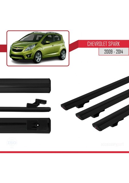 Chevrolet Spark 2009-2014 Arası ile Uyumlu Basic Model Ara Atkı Tavan Barı Siyah 3 Adet modelleri