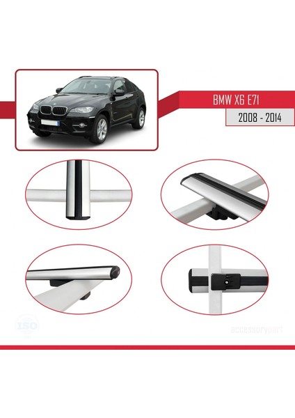 Bmw X6 (E71) 2008-2014 Arası ile Uyumlu Basic Model Ara Atkı Tavan Barı Gri 3 Adet fırsatları