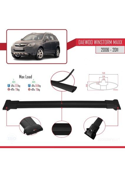 Daewoo Winstorm Maxx 2006-2011 Arası ile Uyumlu Fly Model Ara Atkı Tavan Barı Siyah 3 Adet Bar fırsatları