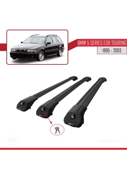 Bmw 5 Serisi (E39) Tourıng 1995-2003 Arası ile Uyumlu Ace-1 Ara Atkı Tavan Barı Siyah 3 Adet Bar fırsatları