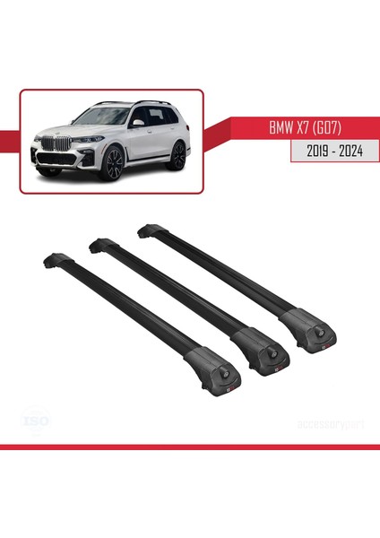 Bmw X7 (G07) 2019 ve Sonrası ile Uyumlu Ace-1 Ara Atkı Tavan Barı Siyah 3 Adet Bar modelleri