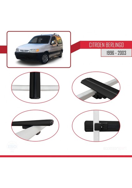 Citroen Berlingo 1996-2003 Arası ile Uyumlu Basic Model Ara Atkı Tavan Barı Siyah 3 Adet fırsatları