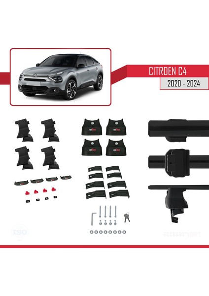 Citroen C4 2020 ve Sonrası ile Uyumlu Ace-4 Ara Atkı Tavan Barı Siyah modelleri