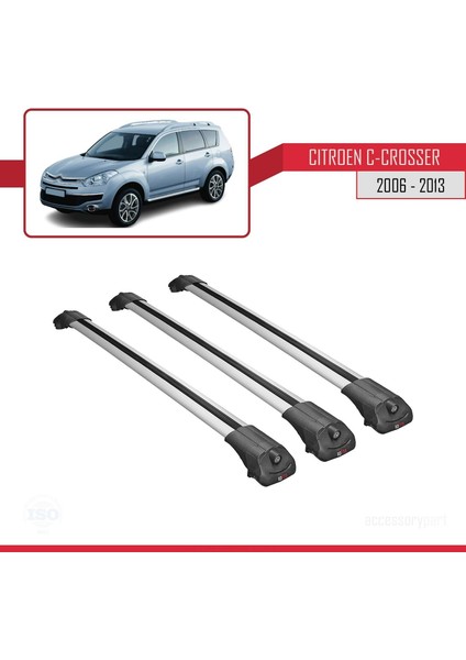 Citroen C-Crosser 2006-2013 Arası ile Uyumlu Ace-1 Ara Atkı Tavan Barı Gri 3 Adet Bar modelleri