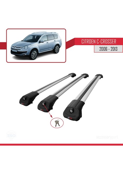 Citroen C-Crosser 2006-2013 Arası ile Uyumlu Ace-1 Ara Atkı Tavan Barı Gri 3 Adet Bar fırsatları