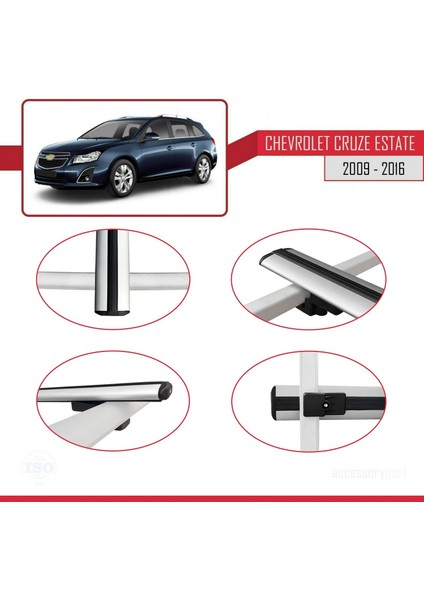 Chevrolet Cruze 2009-2016 Arası ile Uyumlu Basic Model Ara Atkı Tavan Barı Gri 3 Adet fırsatları
