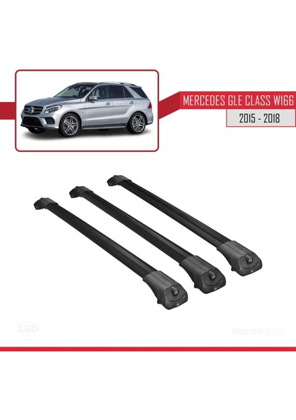 Mercedes Gle Class (W166) 2015-2018 Arası ile Uyumlu Ace-1 Ara Atkı Tavan Barı Siyah 3 Adet Bar modelleri
