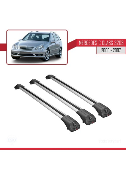 Mercedes C Class (S203) 2000-2007 Arası ile Uyumlu Ace-1 Ara Atkı Tavan Barı Gri 3 Adet Bar modelleri