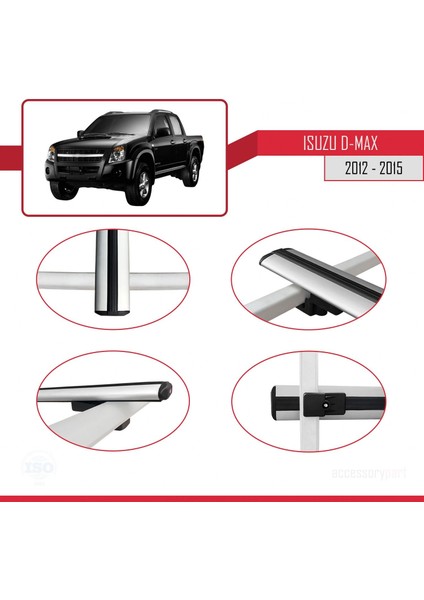 Isuzu D-Max 2012-2015 ile Uyumlu Basic Model Ara Atkı Tavan Barı Gri 3 Adet fırsatları