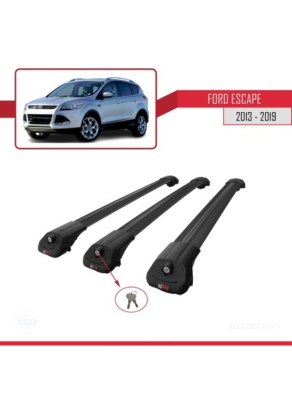 Ford Escape 2013-2019 Arası ile Uyumlu Ace-1 Ara Atkı Tavan Barı Siyah 3 Adet Bar fırsatları