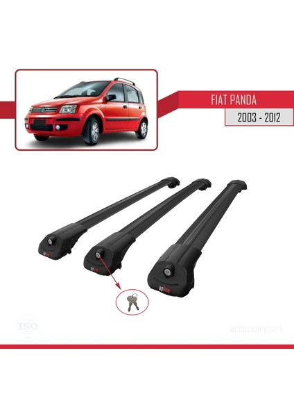 Fiat Panda 2003-2012 Arası ile Uyumlu Ace-1 Ara Atkı Tavan Barı Siyah 3 Adet Bar fırsatları