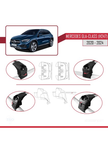 Mercedes Gla-Class (H247) 2020 ve Sonrası ile Uyumlu Ace-2 Ara Atkı Tavan Barı Gri fırsatları
