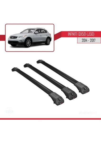 Infiniti QX50 (J50) 2014-2017 Arası ile Uyumlu Ace-1 Ara Atkı Tavan Barı Siyah 3 Adet Bar modelleri