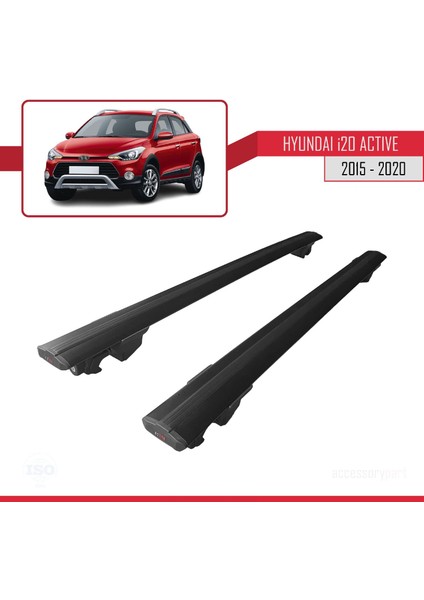 Hyundai I20 Active 2015-2020 Arası ile Uyumlu Hook Model Anahtar Kilitli Ara Atkı Tavan Barı Siyah fırsatları