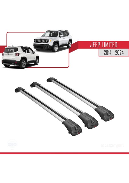 Jeep Limited 2014 ve Sonrası ile Uyumlu Ace-1 Ara Atkı Tavan Barı Gri 3 Adet Bar modelleri